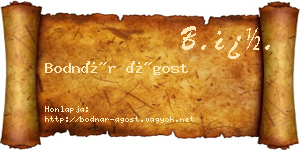 Bodnár Ágost névjegykártya